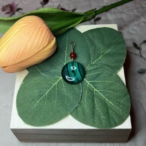 Natural polished Malachite donut pendant